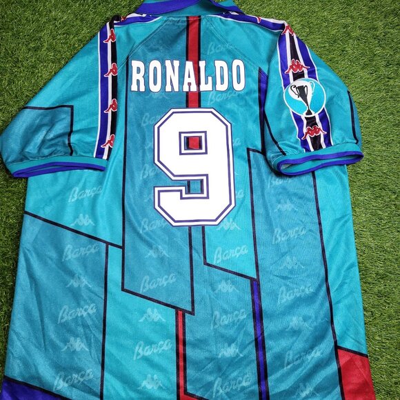 Ronaldo Kappa Barcelona UEFA CUP FINAL 1996 1997 Away Soccer Jersey Shirt XL - Picture 1 of 8